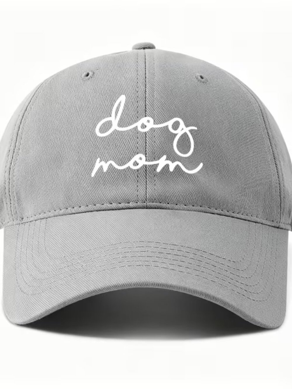 NEW Women's Baseball Cap, "Dog Mom" Print, Trendy Design Gray